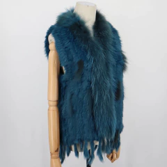 Colete Cardigã de Pele de Coelho Quente Super em Alta Caren.