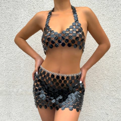 Cropped ou Saia de Lantejoulas de Metal Emily (Monte seu Conjunto). - Clube das Coisas - Tudo para Você ficar mais Linda e Sexy