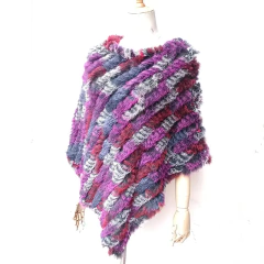 Poncho Rihanna Elegante de Pele de Coelho Xale.