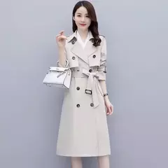 Sobretudo Feminino Elegante Outono Inverno com Fecho em Botão e Cinto Grace