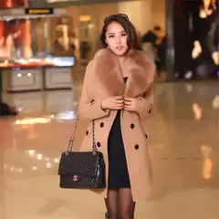 Sobretudo Feminino Outono Inverno Elegante com Gola Peluda Ranna - loja online