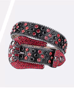 Cinto de Couro Luxo com Strass, Cinto de Strass com Couro de Alta Qualidade, Cinto de Couro com Strass Cravejados - loja online