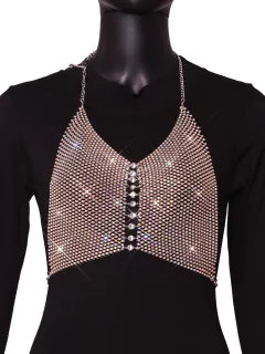 Top Cropped Hilary Moderno e Brilhante com Malha de Strass. na internet