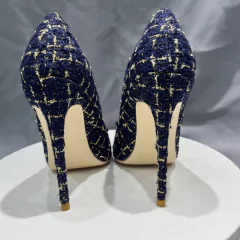Sapato com tecido azul, Sapato de salto alto, Sapatos elegante com tecido azul - comprar online
