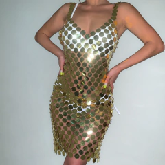 Imagem do Vestido La Gringa Colorido de Lantejoula metalizadas.
