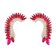 Brinco Elizabeth Estilo Piercing de Folhas de Cristal.