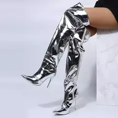 Bota Feminina Cano Longo Acima do Joelho Metalizada Sophia - comprar online