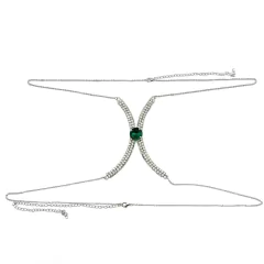 Colar de Corpo com Pedras Coloridas de Strass Body Chain Blogueira Luxo Sexy. - loja online