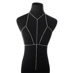 Colar body chain de strass, Sutiã joia de corpo de strass Elena. na internet