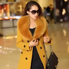 Sobretudo Feminino Outono Inverno Elegante com Gola Peluda Ranna na internet