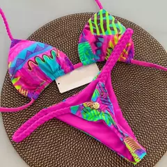 Biquíni elegante estampado com alça trançada Sophia - comprar online