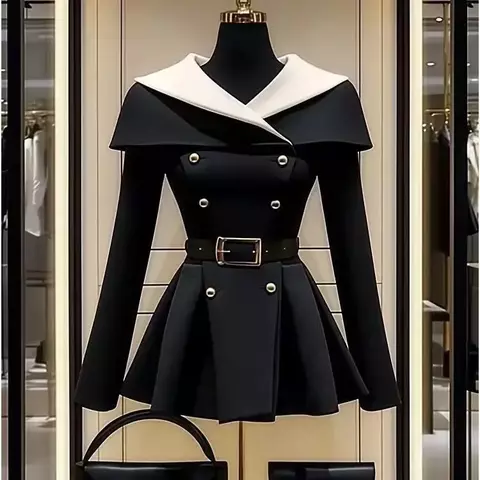 Casaco Feminino Moda Britânica Elegante Emily