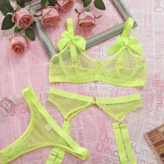 Lingerie Sexy Neon, Lingerie Erótica, Lingerie Linda Com Meias e Laços Milla. na internet