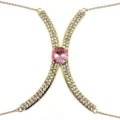 Colar de Corpo com Pedras Coloridas de Strass Body Chain Blogueira Luxo Sexy. - Clube das Coisas - Tudo para Você ficar mais Linda e Sexy