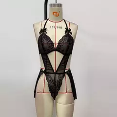 Lingerie Sexy Body Cavado Renda com Babado Caroline - loja online
