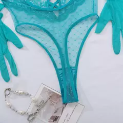 Body Erótico Macacão Transparente, Lingerie de Renda Sexy, Polka Dot - Clube das Coisas - Tudo para Você ficar mais Linda e Sexy