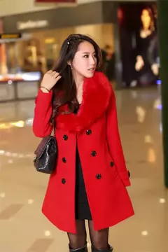 Sobretudo Feminino Outono Inverno Elegante com Gola Peluda Ranna - comprar online