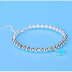 Pulseira Prata 925 de Bolinhas com Coração Estilo Tiffany. - Clube das Coisas - Tudo para Você ficar mais Linda e Sexy