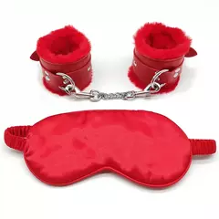 Algema e Tapa Olho de Couro com Pelos para Brincadeiras Eróticas - comprar online