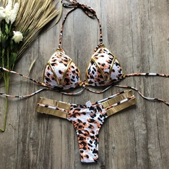 Biquíni Sexy Luxo Dourado Melica na internet