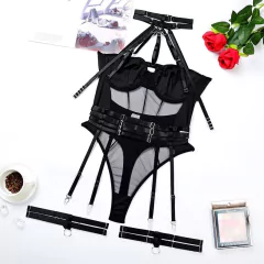 Lingerie Sexy com Transparência, Bodysuit Erótico Cinta Liga. - comprar online