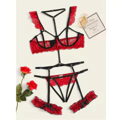 Conjunto de Lingerie Tina com Renda Sexy Erótica. - loja online