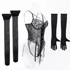 Conjunto de Lingerie Sexy com luva e meias Thifany. - comprar online