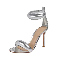 Sandália de couro metalizada de salto alto, Sandália com salto ponta de agulha Cleo. - Clube das Coisas - Tudo para Você ficar mais Linda e Sexy