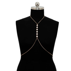 Colar para o busto Body Chain Sexy com Pérolas, Corrente de Corpo com Pérolas. - comprar online