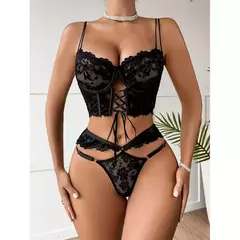 Conjunto de Lingerie Erótica em Renda Floral Madeleine