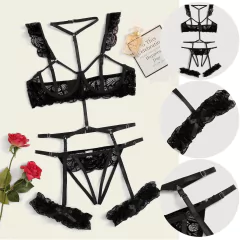 Conjunto de Lingerie Tina com Renda Sexy Erótica. - Clube das Coisas - Tudo para Você ficar mais Linda e Sexy