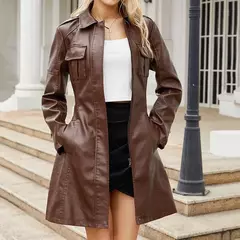 Sobretudo de Couro Britânico Versátil Manuella - Clube das Coisas - Tudo para Você ficar mais Linda e Sexy