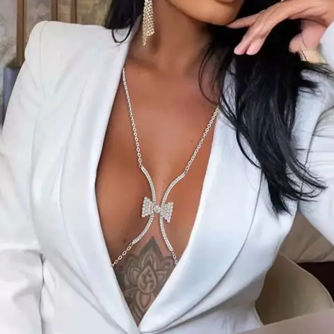 Corrente para corpo de Lacinho Jóias Sexy Lea Colar Corpo Body Chain.