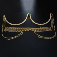 Corrente para corpo de Cristal Verde com Strass, Jóias Sexy para o Busto Barbara. na internet