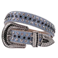 Cinto de Couro Luxo com Strass, Cinto de Strass com Couro de Alta Qualidade, Cinto de Couro com Strass Cravejados