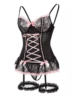 Conjunto de Lingerie com Renda Sexy Erótica Tina. - Clube das Coisas - Tudo para Você ficar mais Linda e Sexy