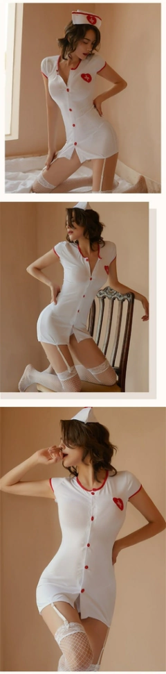 Fantasia Sexy de Enfermeira, Uniforme Lingerie de Enfermeira erótica Lya.
