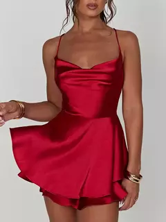 Vestido curto de Alcinha em Cetim Camille