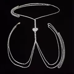 Imagem do Colar de Corpo Body Chain de Coração com Strass Matilde.
