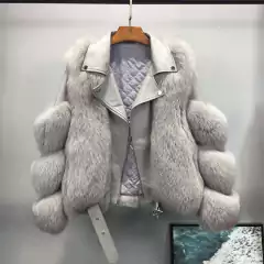 Jaqueta de Couro com Pelo de Raposa Juliete. na internet