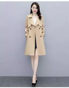 Sobretudo Feminino Elegante Outono Inverno com Fecho em Botão e Cinto Grace - loja online