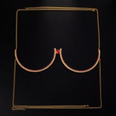 Colar de Corpo Body Chain com Cristal Redondo e Strass Jill.