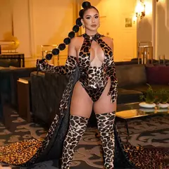 Conjunto Lingerie Erótica Leopardo Body com 5 peças Luvas Meia Alice - comprar online