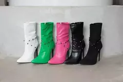 Bota Feminina Cano curto de Salto Alto Charlote
