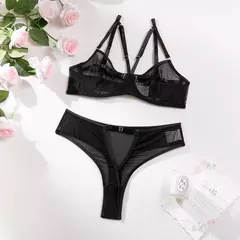 Conjunto de Lingerie Sexy de malha duas peças ultrafino transparente Zoé na internet