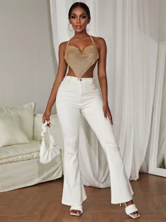 Top Cropped Celebridades com Bico V Brilhante, Blusa Sexy. - Clube das Coisas - Tudo para Você ficar mais Linda e Sexy