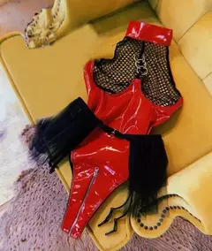 Lingerie Macacão Manuele de Couro PU, Macacão sexy, Macacão Sensual. - comprar online