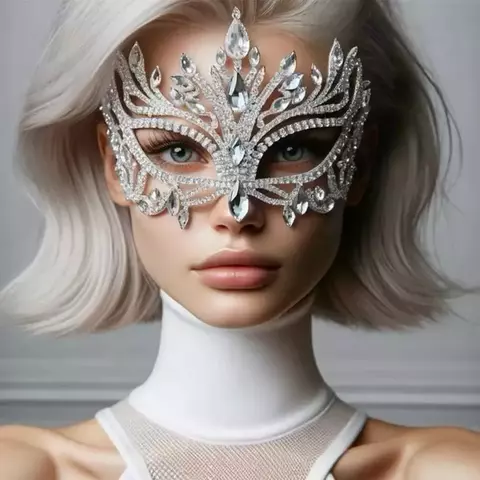 Mascara Sensual para Festas Fantasia Moda Europeia Luxo Strass Ale - comprar online