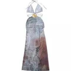 Vestido Emma Elegante Longo com Decote em V e Transparência - loja online