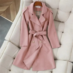 Casaco Elegante Longo de Lã com Abotoamento e Cinto Trinity. na internet